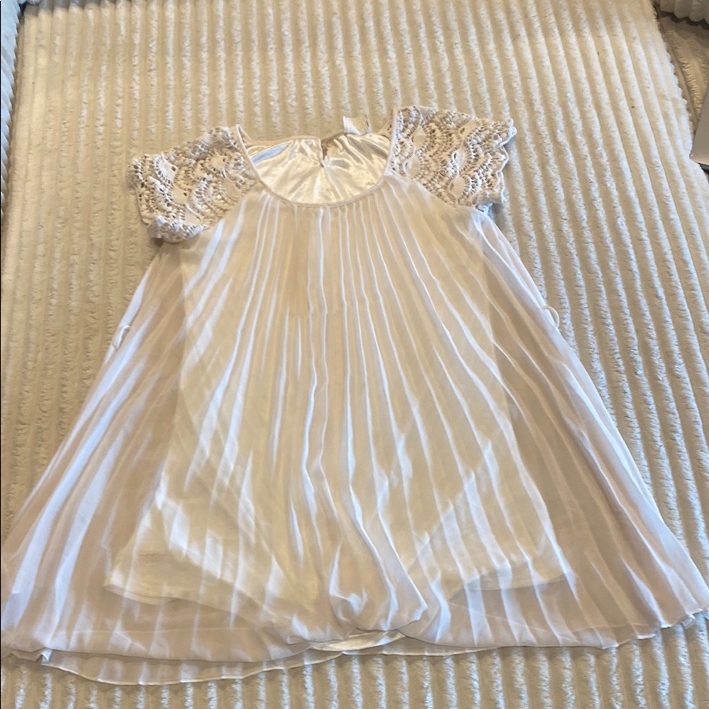 White Babydoll Dress with Lace Sleeves